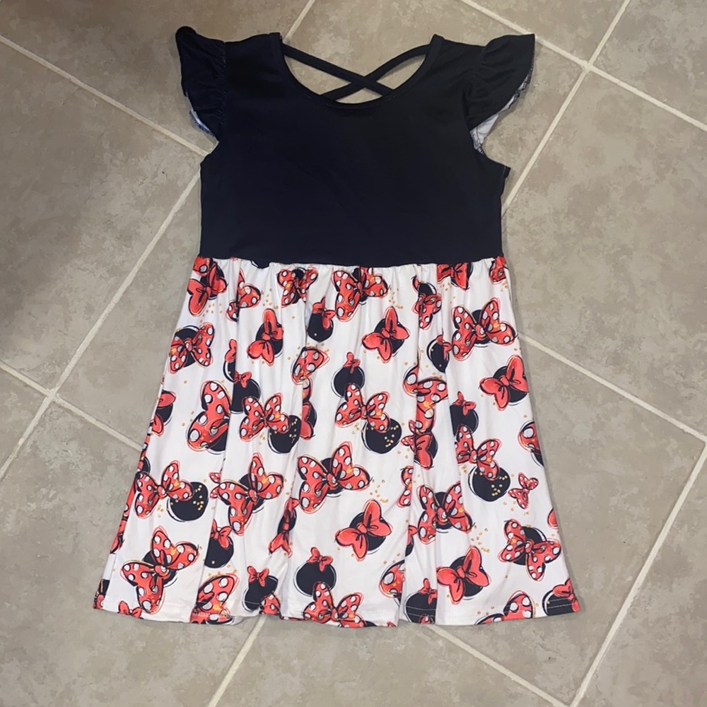 Minnie bow flutter sleeve twirl dress